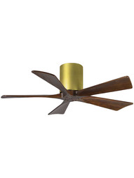 Irene 42 inch 5-Blade Flush-Mount Ceiling Fan with Solid Wood Blades in Brushed Brass.